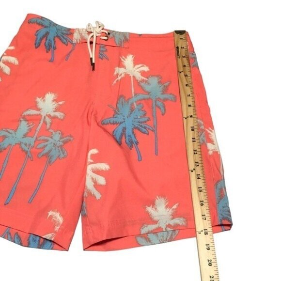 American Eagle Swim Trunk Board Short Men Small Orange Tropical Print 9" Inseam - Picture 5 of 14